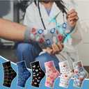 Hercicy 6 Pairs Nurse Plantar Fasciitis Socks for Women Open Toe Compression Socks for Swelling Novelty Nurses' Week Thank You Gift for Doctor Medical Nursing Assistant(Classic)
