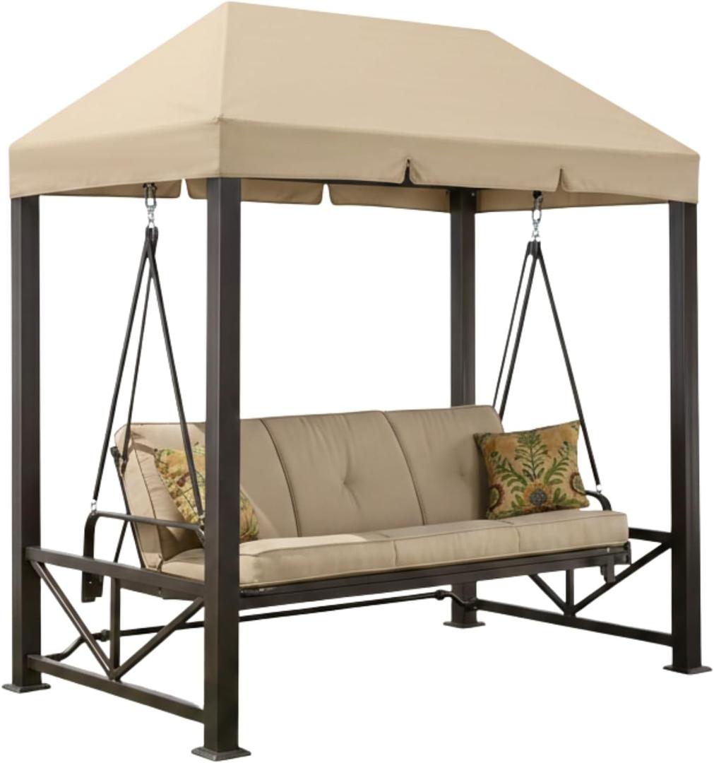 Garden Winds Reinforced RipLock 350 Replacement Canopy Top Cover Compatible with Sullivan Point Swing Model BH15-092-099-01 - Beige