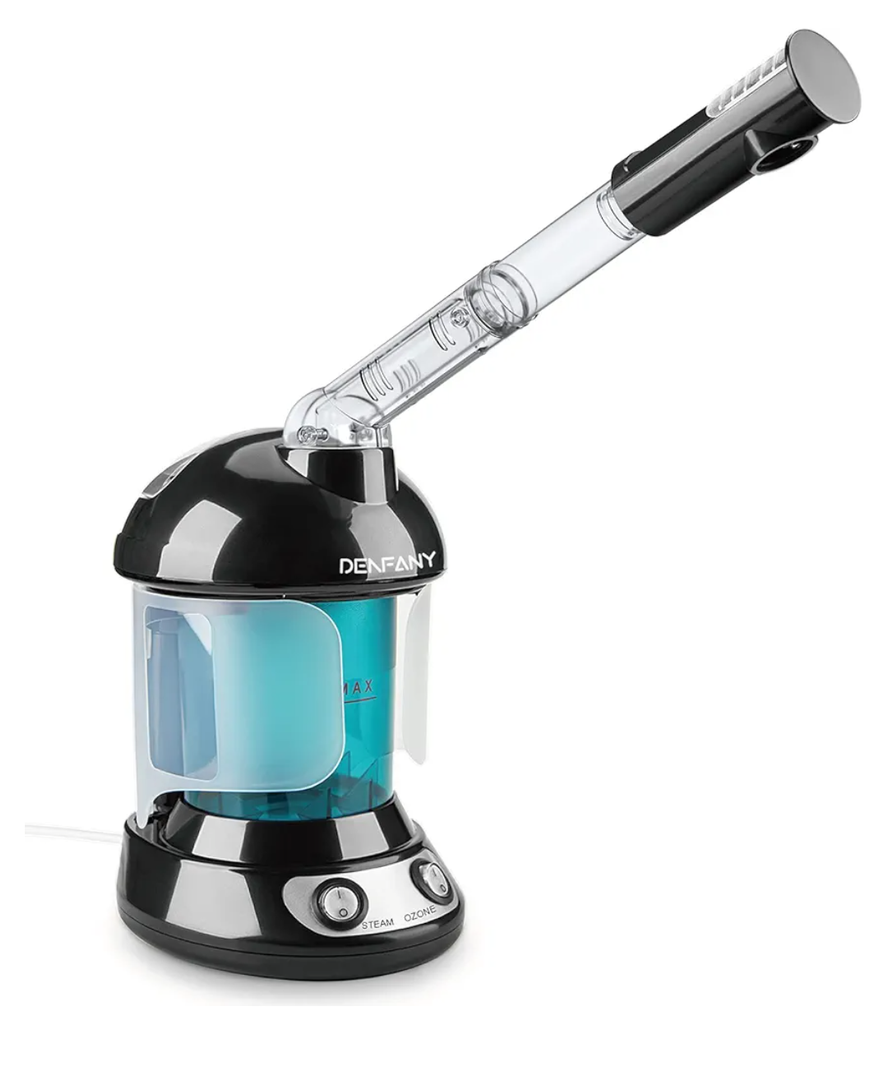 Facial Steamer - DENFANY Nano Ionic Face Steamer with Extendable 360° Rotating Arm - Portable Facial Steamer for Personal Care at Home or Salo (Black)