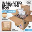 Insulated Thermal Shipping Box 16"x16"x16" with 2 Gel Ice Packs, Pack of 1 - USA-Made Cold Food Shipping Box with Absorb Condensation Thermal-Paper Liner - Frozen Food Shipping Kit by IDL Packaging