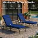 72 x 21 Inch Outdoor Chaise Lounge Cushions Set of 2 - Removable Cover, 4-Section Design, Water-Repellent & Fade-Resistant, 6 Tie Straps, Replacement for Patio & Pool Chairs - Navy
