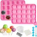 Ocmoiy Cake Pop Mold Set of 262 - including 20 Cavities Silicone Cake Pop Molds, Cake Pop Sticks, Cake Pop Wrappers, Sliver Twist Ties, Decorating Pen