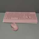 MEETION Wireless Keyboard and Mouse, Full-Sized Cordless Keyboard with Wrist Rest, 3 DPI Adjustable Mouse, Keyboard and Mouse Set with 2.4GHz USB Receiver, for PC/Computer/Laptop/Windows/Mac, Pink