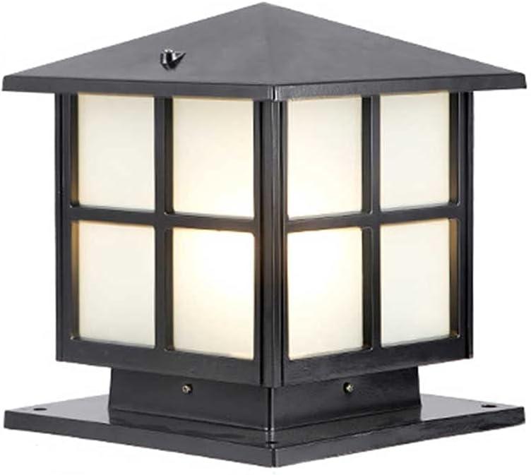 Outdoor Modern Patio Pillar Lights Square Fence Outdoor Column Lamp Traditional E27 Waterproof Column Headlight Outside Fixture Deck Lighting for Patio, Porch, Yard, Garden, 10*10"