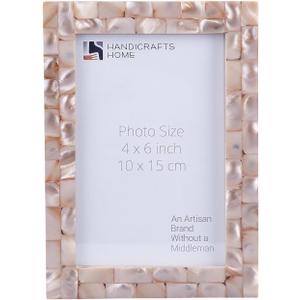 Handicrafts Home 4x6 Picture Frame Mother of Pearl Collection, Handcrafted Photo Frame, Small Picture Frame for Living Room, Wall Decor, Office Desk Decor, Vintage Picture Frames, Gift for her, Thanksgiving gift for friends & Family (MOP-PINK)