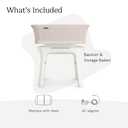 UPPAbaby Soma Smart Bassinet 5 motions + 5 speeds + 4 Sounds with MotionSync Technology Height Adjustable Included Mattress, Sheet + Storage Basket Charlie (Sand Mlange)
