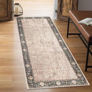 Keen Home Design 30"x120" Rug - Machine Washable Runner Rug with Non-Slip Backing, Ideal for Hallway, Entryway, Kitchen, Laundry Room - Vintage, Easy Clean, Durable, Low Pile - (2'6" x 10')