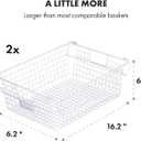 Granrosi Extra Large Stackable Wire Baskets for Organizing Set of 2 White Wire Storage Baskets with Handles; Snacks & Chips Organizer for Pantry; XL Metal Storage Bins for Pantry