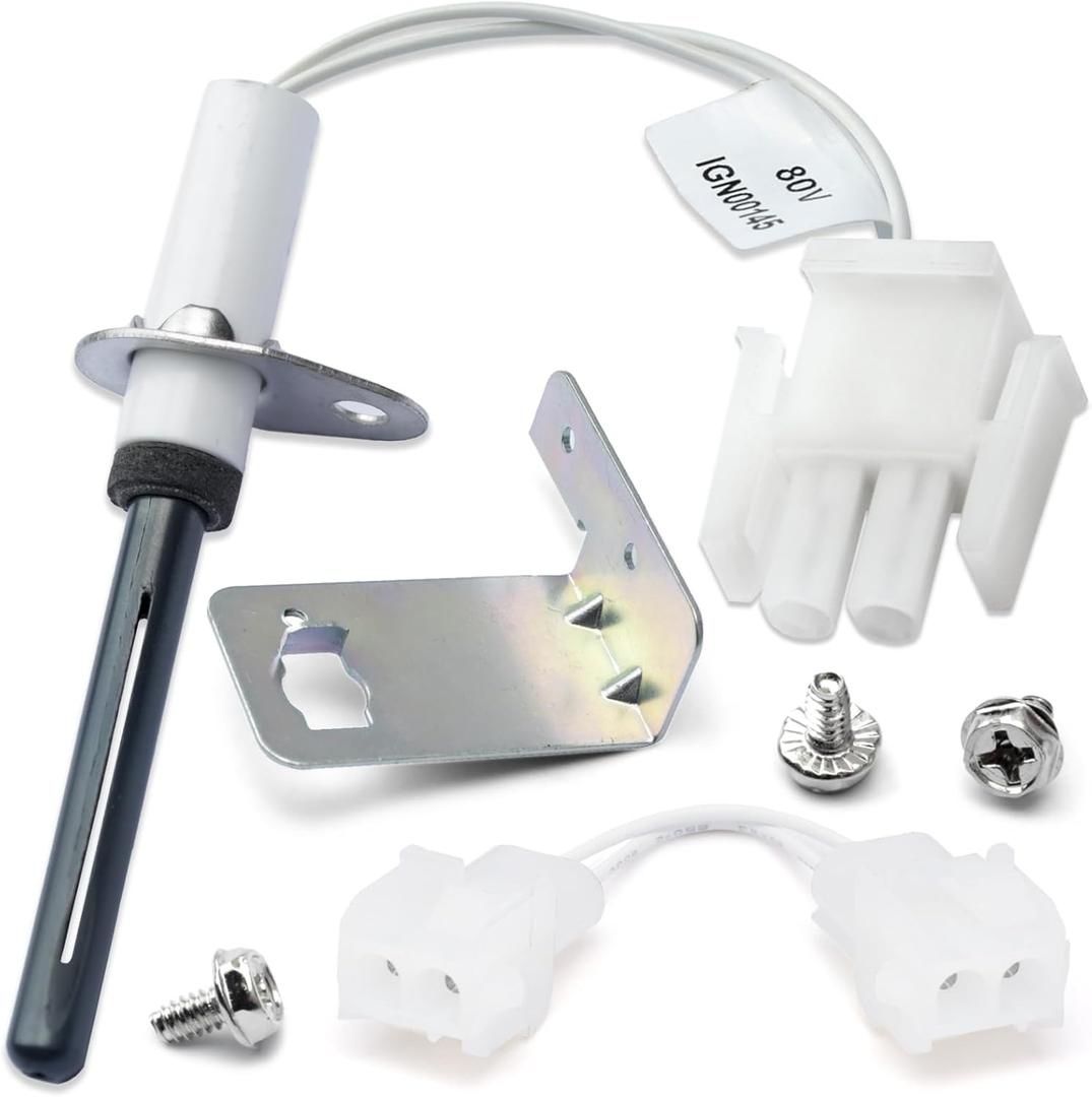 IGN00145 Furnace Ignitors with male plug 80 Volt Silicon Nitride Replacement Furnace Igniters Upgraded Compatible with Trane IGN145, Hot Surface Ignitors with Mounting screws kit