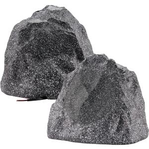 Theater Solutions 2R8G Outdoor Granite 8" Rock 2 Speaker Set for Deck Pool Spa Yard Garden, Granite Grey