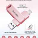 MFi Certified 256GB Flash Drive for iPhone Photo Stick, USB Memory Stick iPhone Flash Drive for Photos Videos, High Speed External Storage USB Stick Thumb Drive for iPhone/iPad/Android/PC(Rose Pink)