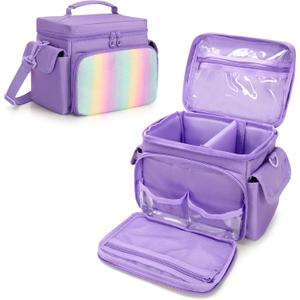 Carrying Case Compatible with Tonies, Storage Bag Organizer for Audio Player Starter Set, Figures, Headphones, Charging Station, Accessories, with Shoulder Strap and Handle, Purple (Case Only)