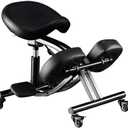 Kneeling Chair with Wheels, Ergonomic Balance Chair for Home and OfficeAdjustable Saddle Chair to Improve Your Posture,Comfortable Knees and Footrest,Black,SSS-1459-M