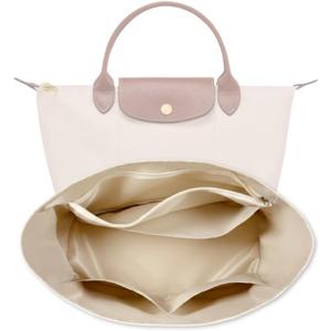 Waterproof Premium Nylon Purse Organizer Insert for Longchamp Le Pliage Tote Bag (Beige, Small)