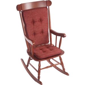 Klear Vu Embrace Rocking Chair Cushions for Living Room, Nursery, or Home Office, Tufted and Non-Slip Pads, 2 Piece Set, Seat 16"x15" and Seat Back 24"x17", Red