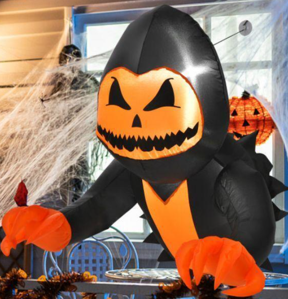 3.3 ft. Pumpkin Head Ghost Broke Out from Window Halloween Decoration