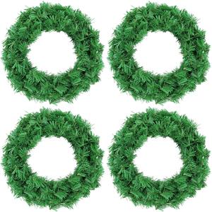 4 Pack 12 Inch Artificial Christmas Wreath, Undecorated Christmas Wreath for Front Door, Window, Wall Outdoor Holiday No-lit Winter Wreath Decorations (Green 12", 4 Pack)