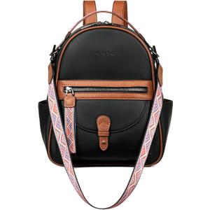 FADEON Mini Backpack Purse for Women, Designer Leather Cute Roomly Backpacks, Daily Ladies Shoulder Backpack Fashion Handbag (Pure Black With Brown) FADEON Mini Backpack Purse for Women, Designer Leather Cute Roomly Backpacks, Daily Ladies Shoulder Backpack Fashion Handbag (Pure Black With Brown)