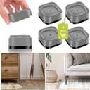 4 Pack Furniture Risers 1 Inch, Adjustable Bed Risers Heavy Duty for Table Desk Couch Chair Sofa Cabinet Bed Legs Dorm, Square Stackable Bed Raisers Blocks Lift Height 1", 2" or 3", Grey