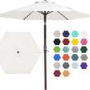 JEAREY 7.5FT Patio Umbrella Outdoor Market Umbrella with 6 Sturdy Ribs, Push Button Tilt/Crank Table Umbrella for Garden, Deck, Backyard and Pool, Off-White