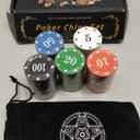 IXIGER Poker Chips,Denomination Poker Chips Set with Black Velvet Pouch Bag,Plastic Game Chips,Game Night Party Supplies(100pcs)