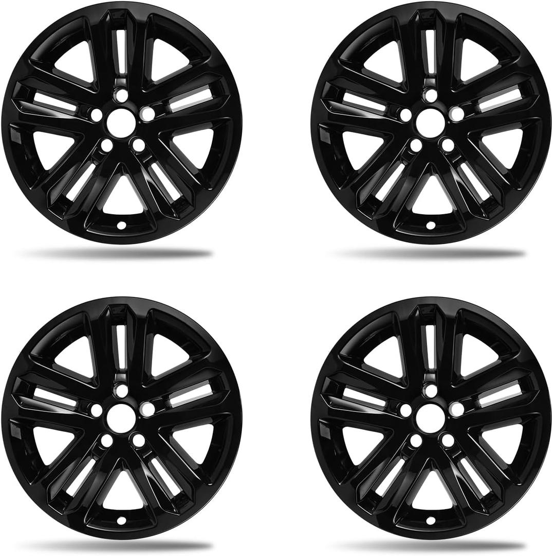 18 inch Gloss Black Wheel Skins for 2011-2017 Ford Explorer Fits Factory Alloy Wheels BB5Z-1007-A, 5 Split Spoke Snap on Hubcaps Wheel Covers 4 Pack