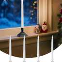 SURAIELEC 10.5'' Battery Window Candles with Dusk-to-Dawn, Christmas Taper Window Candle, 5000K Clear White LED Candle, 1.7 Narrow Base, Matte Black, 4 Pack (Rechargeable Battery Not Compatible)