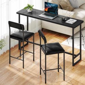 DWVO Bar Stools Set of 4 Black Bar Chair with Back Kitchen Island Stools with Footrest 26.18" Breakfast Bar Stools with Thick Cushion Upholstered Counter Height Barstools for Dining Room Kitchen Bar