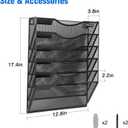 BOHDK Wall File Organizer, 6 Tier Hanging File Folder Mail Organizer, Vertical Mesh Metal Wall Mount Hanging File Holder, Paper Document Magazine Rack for Home Office Black