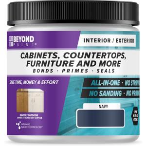 Beyond Paint All-in-One Refinishing Paint, No Sanding, Matte Finish for Cabinets, Countertops, Furniture and Doors, 1 Pint, Navy