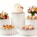 5 Pcs Buffet Risers Food Display Risers for Party Buffet Table, Dessert Table Display Set Cake and Cupcake Stand Combo, Riser Display Stand for Dessert Food Jewelry, White, 4"/8"/12" H