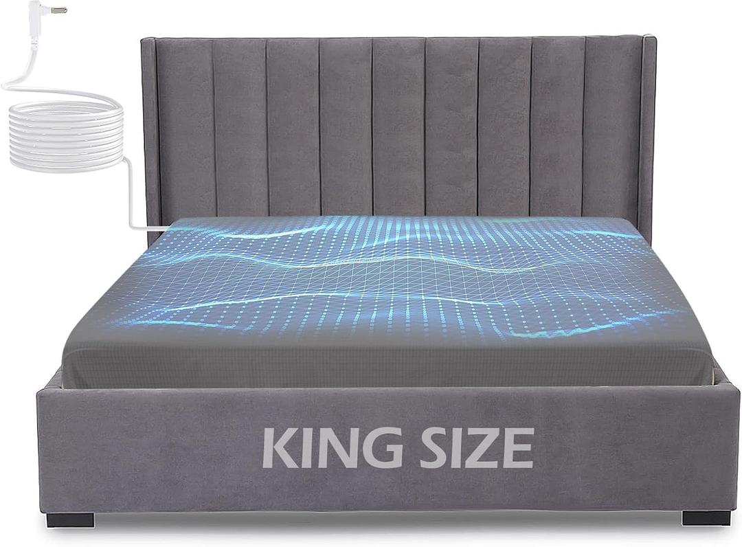 Fitted Grounding Sheets King Size Improved Sleep, Grounding Blanket Sleeping Aid, Grounding Bed Sheets Conductive Pad Silver Fiber with Ground to Earth Cable (Grey, King 78"X80"X15")