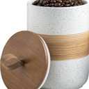 Coffee Container Jar with Lid, Ceramic Kitchen Food Storage Jars for Spice Sugar Cookie, Stackable Decorative Jars for Coffee Bar, White & 28 fl.oz