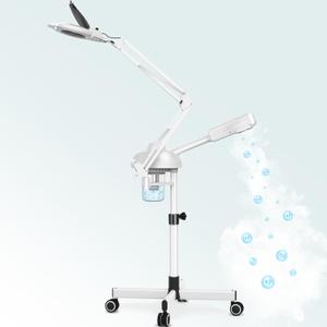 TASALON 2-in-1 Professional Facial Steamer with 5X Magnifying Lamp, Esthetician Steamer on Wheels with Ozone and Hot Mist, Standing Face Steam for Facial Deep Cleaning and Moisturize, SPA & Beauty