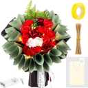Suncalla Money Flower Bouquet Kit DIY Artificial Soap Rose Gifts with LED Light Kit, Fake Floral Rose Bouquet with Gift Bag Set for Anniversary Wedding(Red)