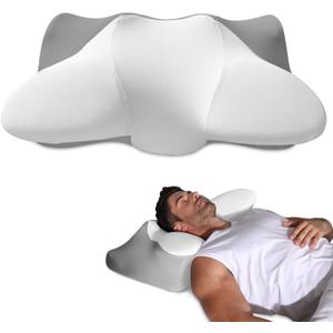 ofwaterstroll Extra High Loft Cervical Pillow, for Broad Shoulders, Firm Support Design (24.41"L x 14.96"W x 6.29"H, White-gray)