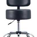 Ergonomic Drafting Stool with Backrest, 400LB Heavy Duty Hydraulic Stool, 19-25 Inch Adjustable Height Rolling Stool Chair with Lumbar Support for Standing Desk, Salon, Tattoo, Kitchen, Home Office, Round