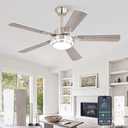 Fanbulous 48 Inch Ceiling Fans with Lights and Remote, Brushed Nickel Ceiling Fan with 8 Dual-Color Blades, Indoor/Outdoor Large Ceiling Fans, Reversible DC Motor, 6-Speed, 3CCT for Living Porch Patio