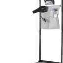 Over The Door Ironing Board 14x42 inches with Iron Holder and Pocket Storage Bag, Hanging Iron Board for Home Laundry Room, Black