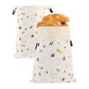 Removable Beeswax Bread Bags for Sourdough & Homemade Bread - Detachable Liner for Easy Cleaning & Drying | 2 Pack XL Reusable | Eco Cotton/Linen Storage