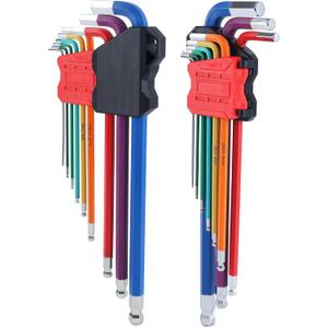 Lichamp 18-Piece Long Allen Wrenches Sets, Metric and Standard Allen Key Set Hex Key with Ball End, SAE 1/16 to 3/8 inch, Metric 1.5 to 10 mm