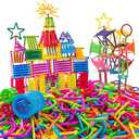 500 PCS Building Toy Building Blocks Bars Different Shape Educational Construction Engineering Set 3D Puzzle, Interlocking Creative Connecting Kit, Building Construction Toys A Great STEM to