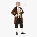 Morph Benjamin Franklin Costume With Wig Founding Fathers Costume Adult Colonial Outfit Men Ben Franklin Outfit Men, Size Large