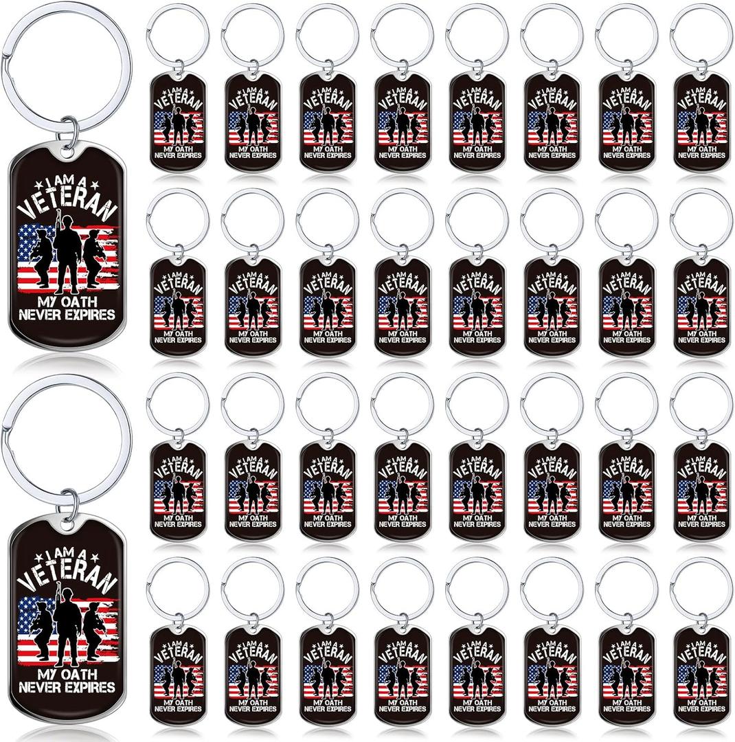 Landical Veterans Army Keychain Gifts for Men Military Keychain Gifts Accessories for Soldier Veteran Heroes Party Supplies