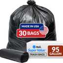 Reli. 95 Trash Bags Heavy Duty | 30 Trash Bags | Super Sizeable for Serious Garbage Cleanup (Black)