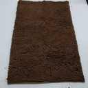 Grandaily Chenille Striped Bathroom Rugs 30x20, Extra Thick and Absorbent Bath Mats, Non-Slip Soft Plush Shaggy Shower Carpet, Machine Wash Dry, Bath Rug for Bathroom, Brown