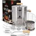 Barrel Smoker Grill Combo | 100% 304 Stainless Steel Barrel | 95% Less Smoke, Even Heat | Easy to Use & Clean  Vertical Smoker Ideal for Balconies and Backyards (SMALL-13 LBS)