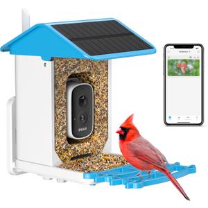 Smart Bird Feeder with Camera, Solar Powered, AI Recognition, Auto-Capture & Instant Notify, Identify 11,000+ Birds, 2K HD Footage, for Bird Enthusiasts, Outdoor Garden.