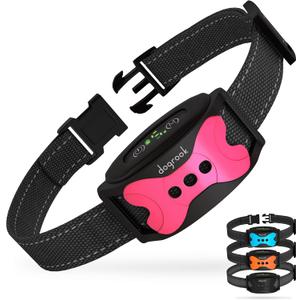 DogRook Rechargeable Dog Bark Collar - No Shock Dog Training Smart Collar - Beep & Vibration Stop Barking Dog Devices - No Bark Collar - Anti Bark Collar for Large Dog, Medium & Small - 12-110 lbs (Pink)