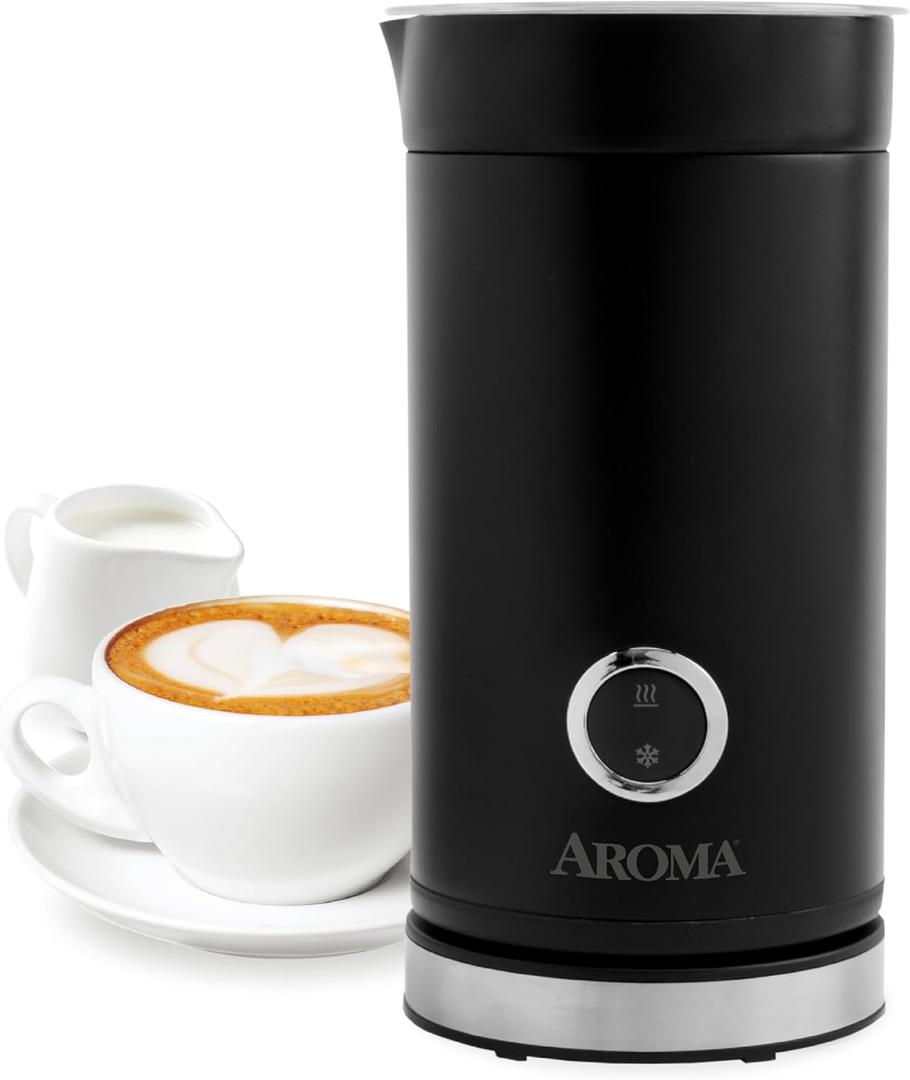 Stainless Steel Milk Frother, Waterproof & Fully Dishwasher Safe, 4 Modes for Hot/Cold Foam, Latte, Cappuccino, One-Touch Operation, Ergonomic Grip, Compact Coffee Maker